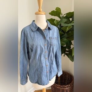 Boden Classic Chambray Denim Button-Down Shirt Size 10